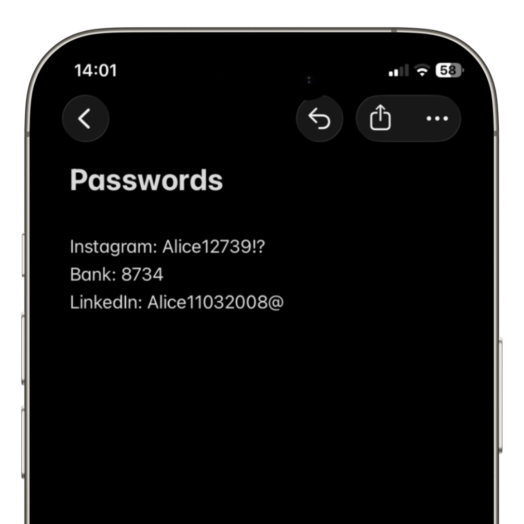 Password notepad