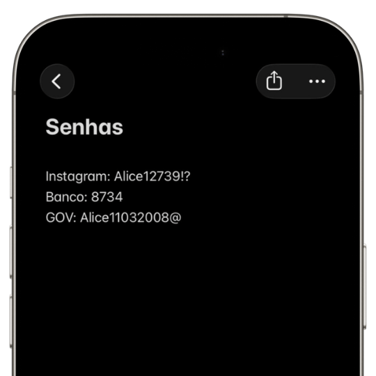 Bloco de notas senha