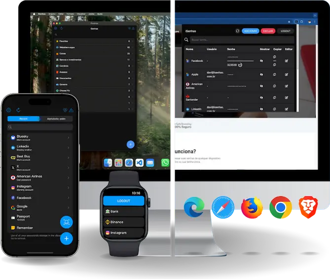 Suas senhas em todos os dispositivos.