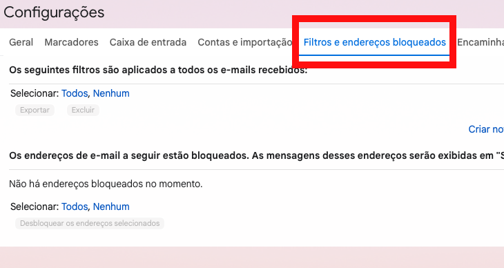 Como verificar filtros suspeitos no Gmail