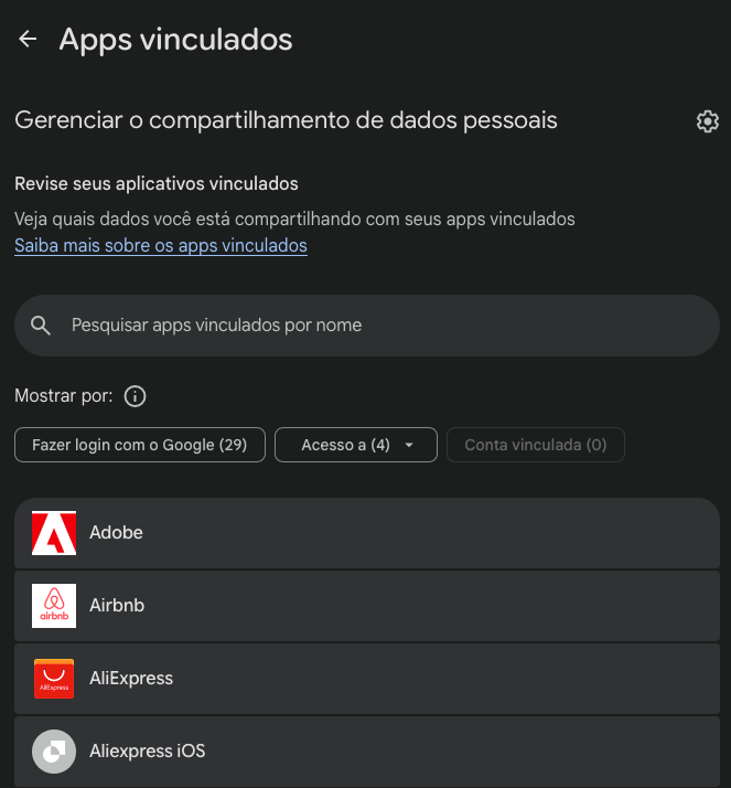 Como remover aplicativos conectados à Conta Google
