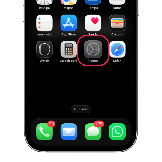 Tela de Ajustes do iPhone