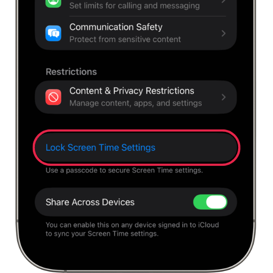 Locking Screen Time settings